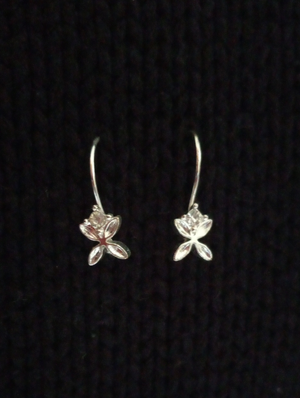 Dainty Silver Cubic Zirconia Marquise Crystal Butterfly Drop Earrings Boho